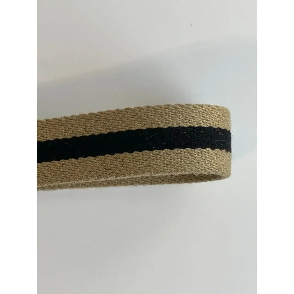 Vintage Women’s Liz Claiborne Preppy Striped Canvas Belt Khaki Black